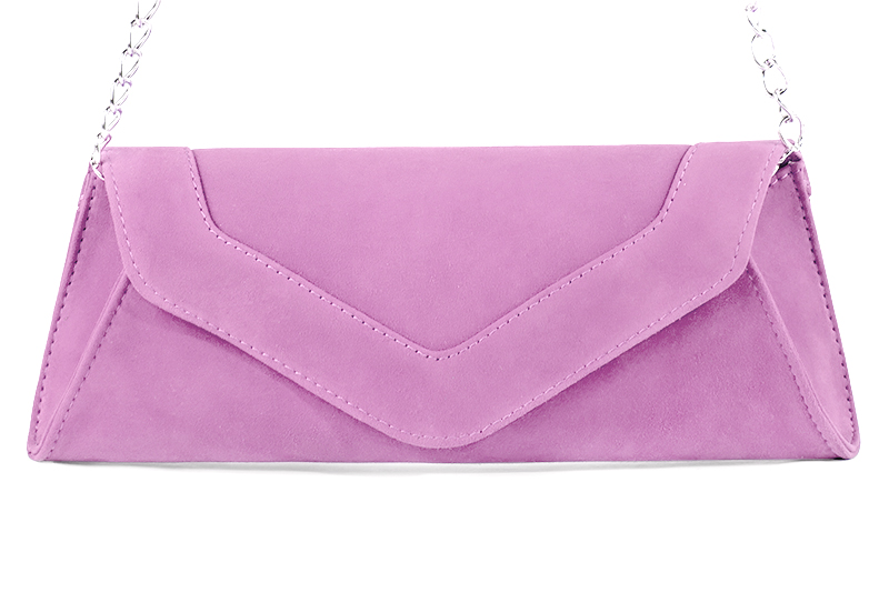 Mauve purple women's dress clutch, for weddings, ceremonies, cocktails and parties. Profile view - Florence KOOIJMAN